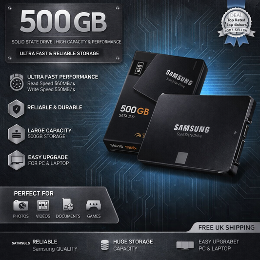 Samsung SSD 870 EVO 500GB SSD 2.5" SATA Internal Solid State Drive – High Speed 560MB/s, Tested, UK