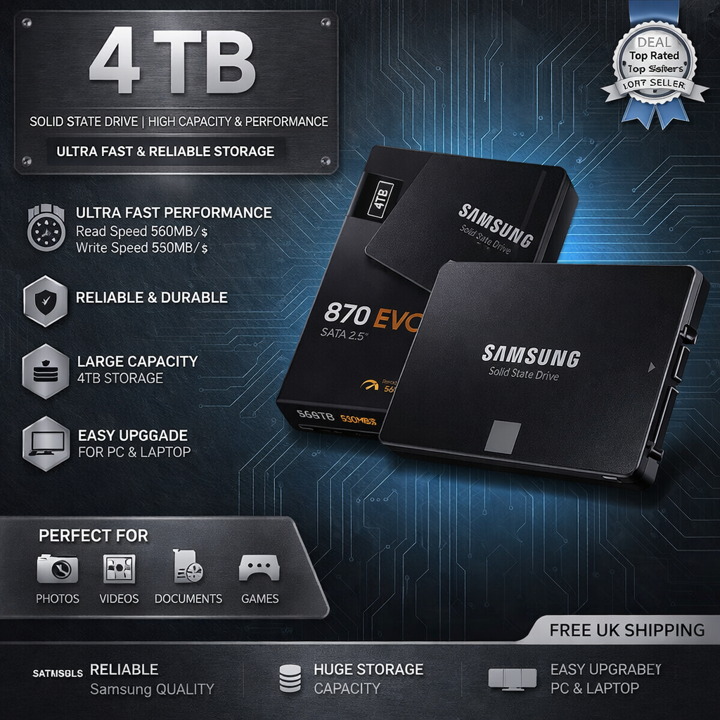 Samsung SSD 870 EVO 500GB SSD 2.5" SATA Internal Solid State Drive – High Speed 560MB/s, Tested, UK