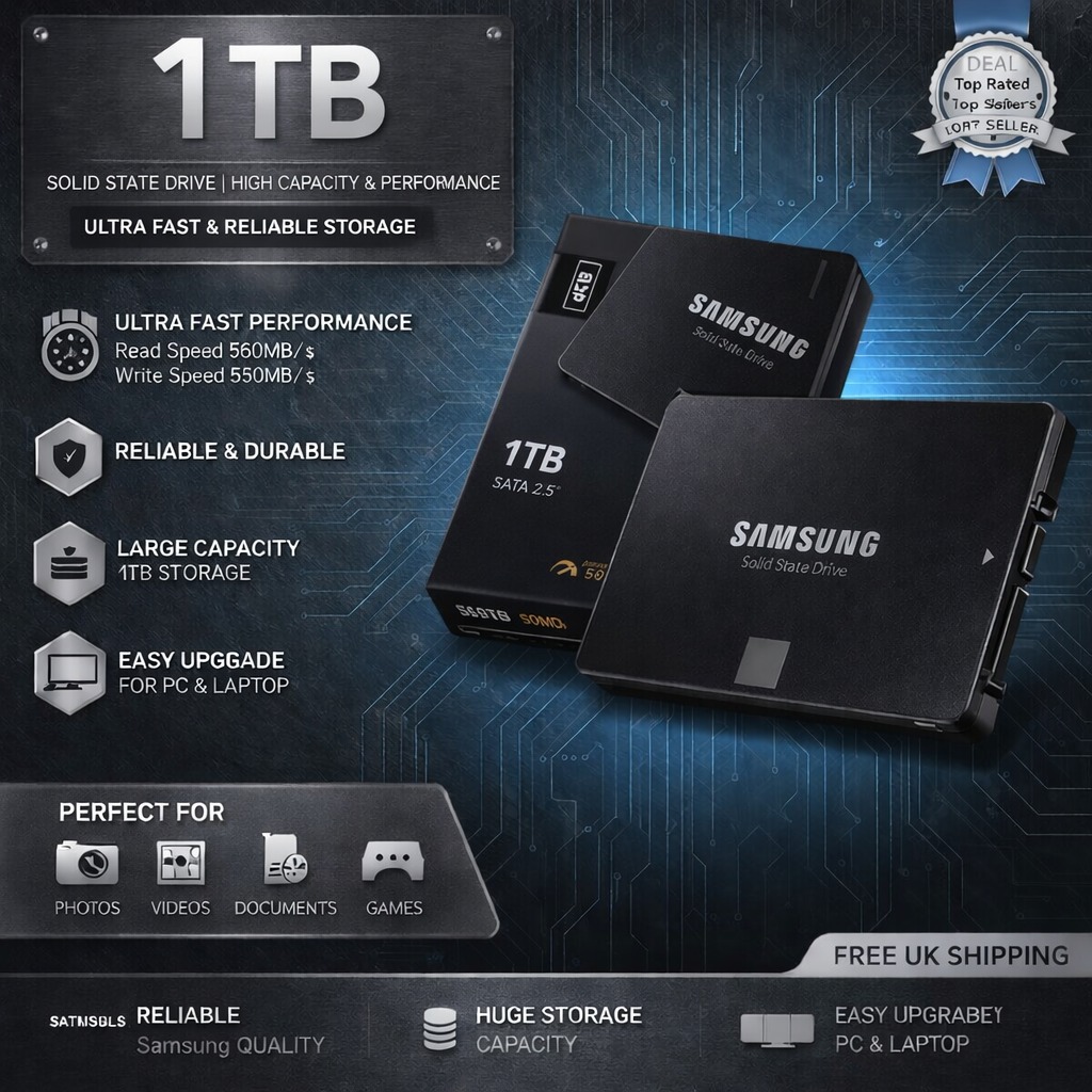 Samsung SSD 870 EVO 500GB SSD 2.5" SATA Internal Solid State Drive – High Speed 560MB/s, Tested, UK