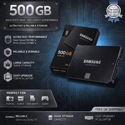 Samsung SSD 870 EVO 500GB SSD 2.5" SATA Internal Solid State Drive – High Speed 560MB/s, Tested, UK